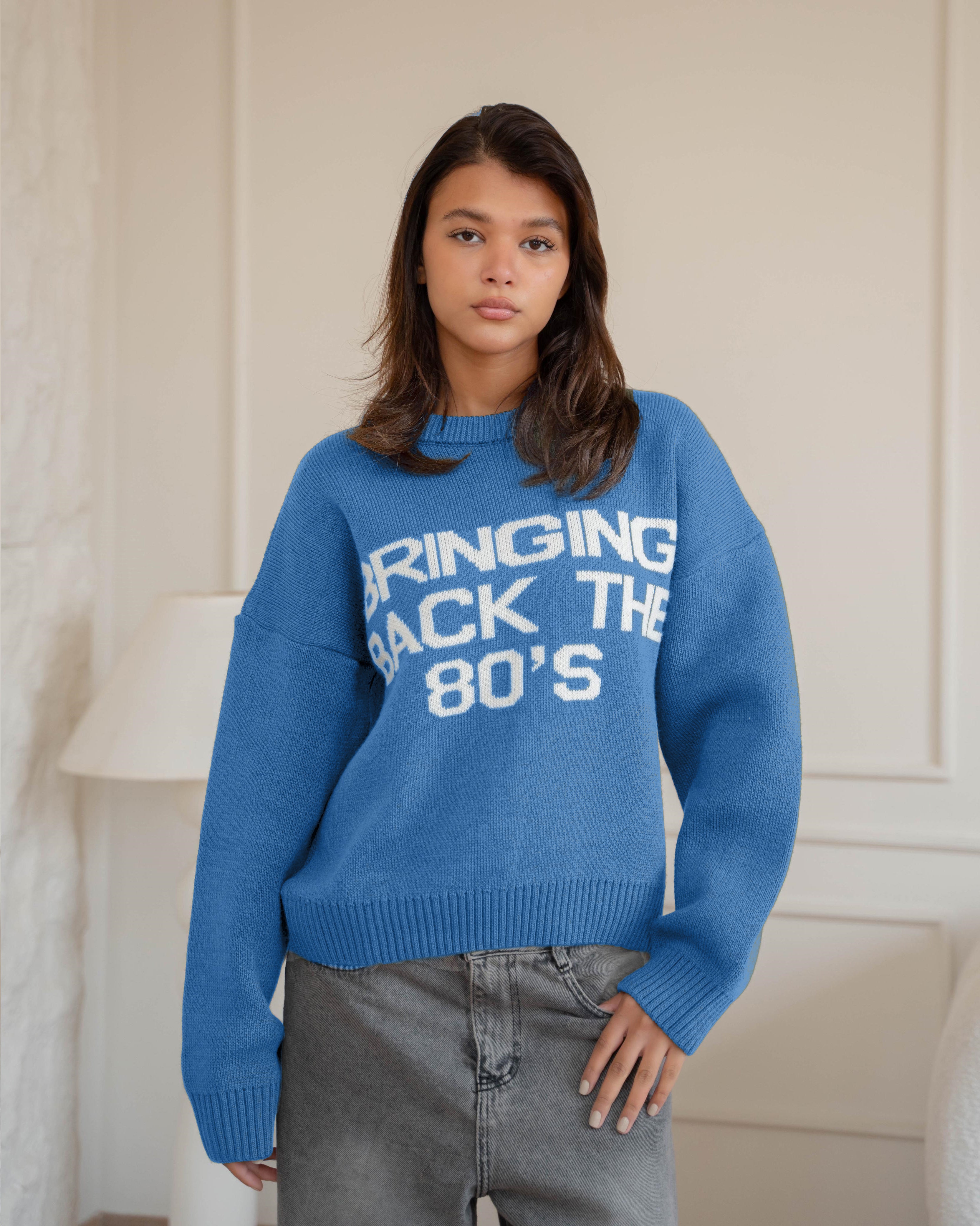 Bringing back the 80’s Sweater - Blue